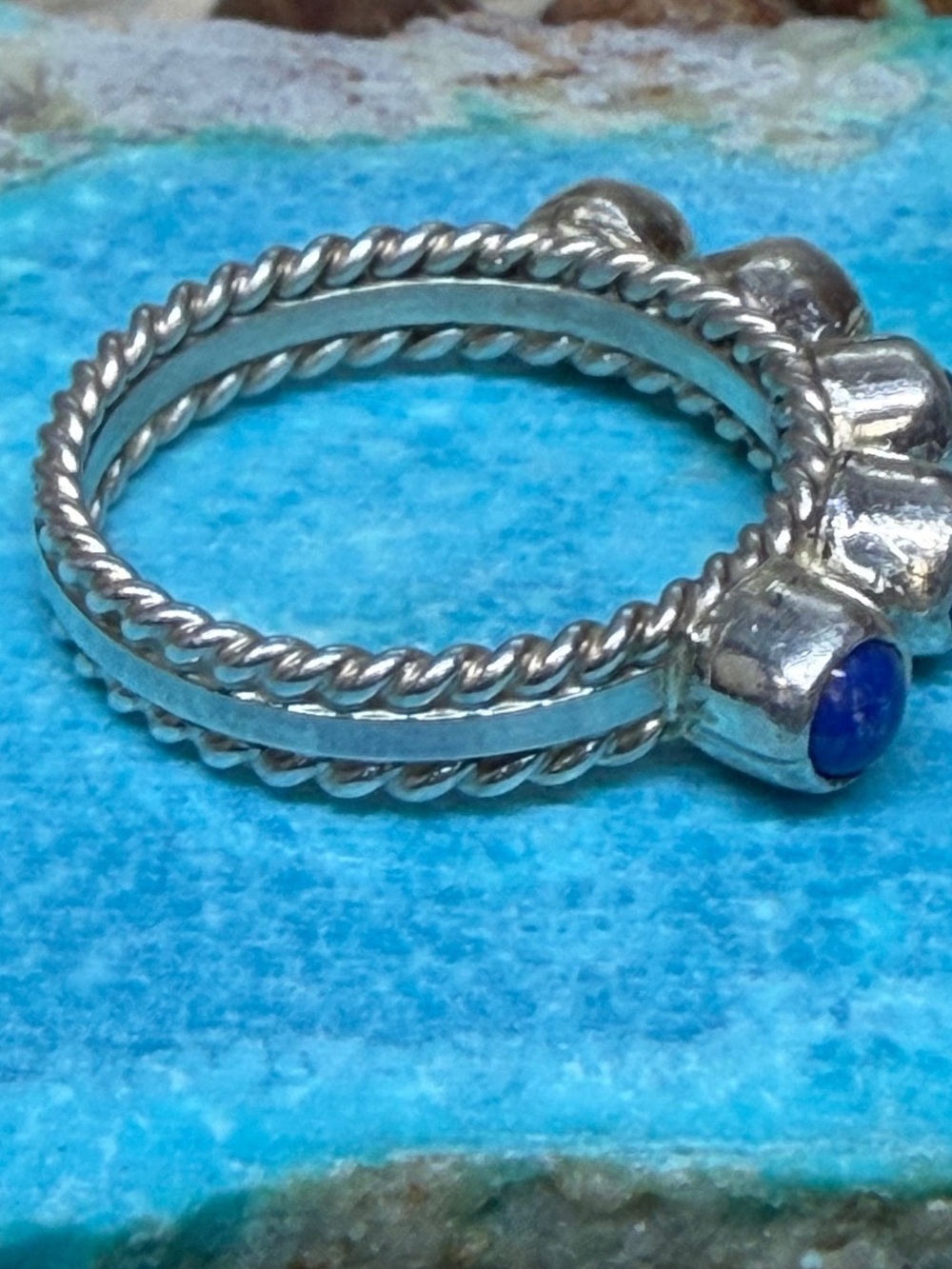 Sterling Silver Blue lapis Stone Band Ring - Women Jewelry - Picture 3 of 3